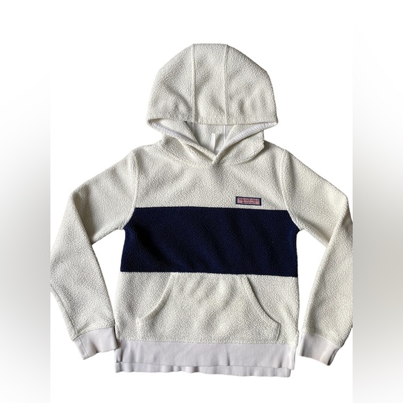 Vineyard Vines Girls' Fuzzy Color-Block Hi-Lo Hoodie Sz 7-8 - Picture 2 of 7